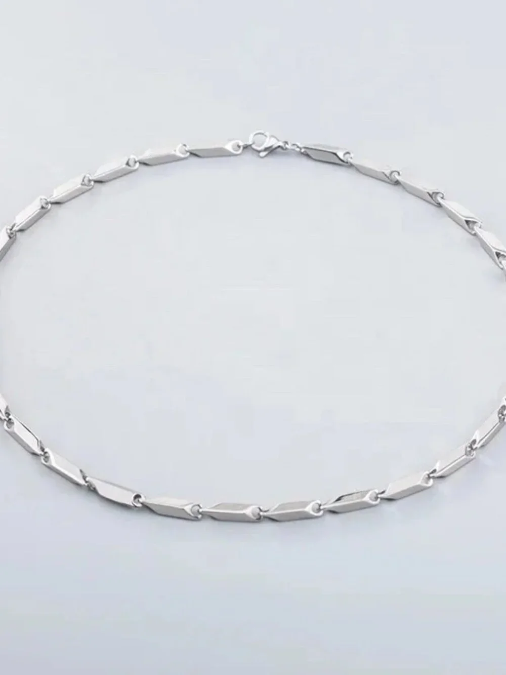 Stainless Steel 3mm Rhombus Geometric Long Link Chain Necklace
